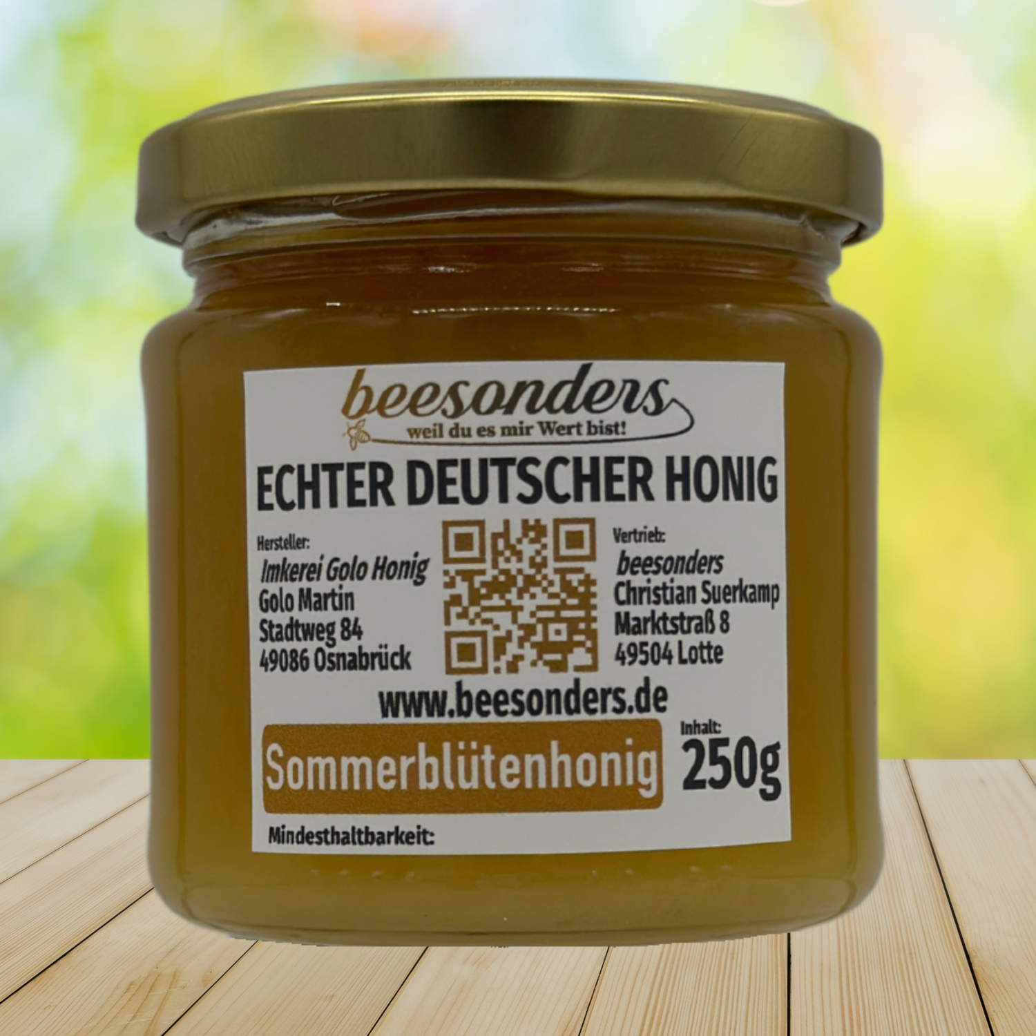 Sortenbezeichnung und Pflichtangaben für das Honigglas