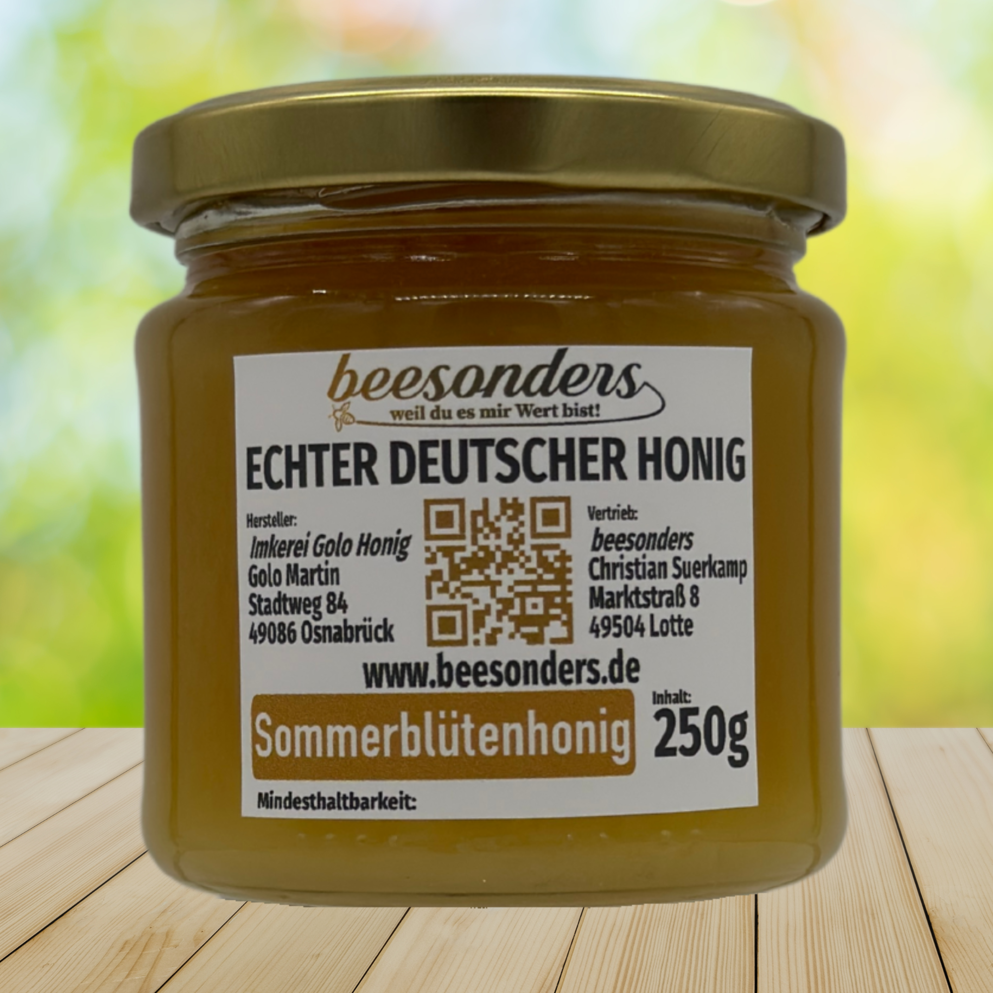 Sortenbezeichnung und Pflichtangaben für das Honigglas