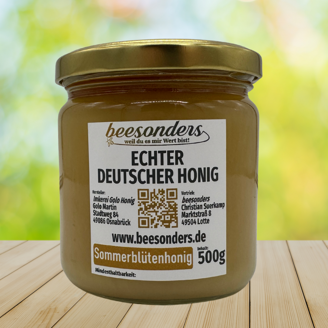 Sortenbezeichnung und Pflichtangaben für das Honigglas